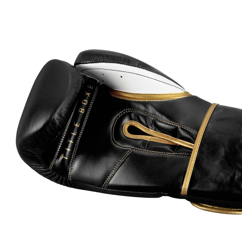 Боксерські рукавиці TITLE Boxeo Mexican Leather Quatro Black/White 12 oz (бинти 4м. в комплекті) Каменское - изображение 8