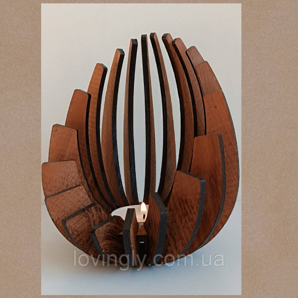 Подсвечник для чайной свечи из натурального дерева. Деревянный интерьерный подсвечник. Ирпень - изображение 1