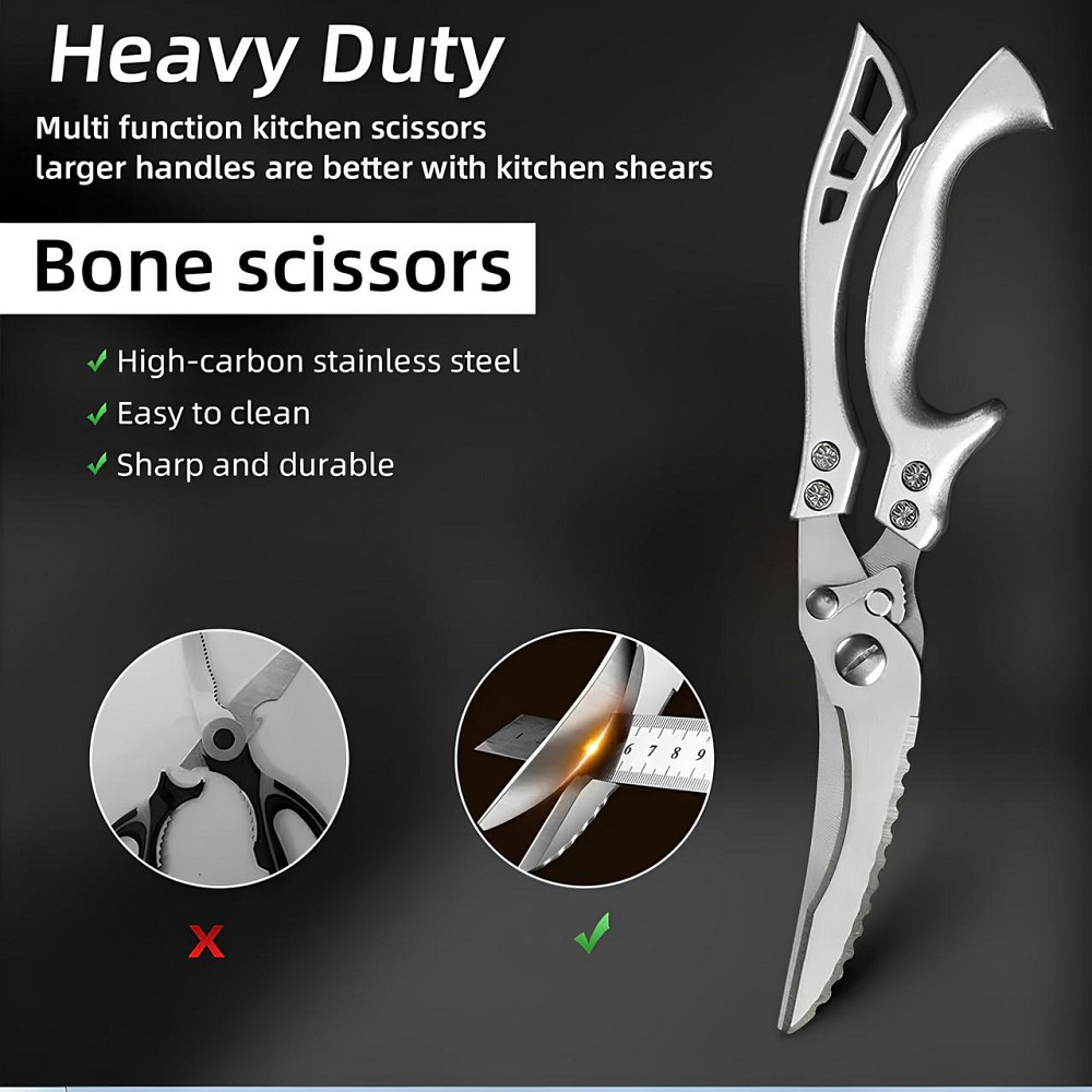 Кухонні ножиці-ніж 2 в 1 RESTEQ з чохлом, нержавіюча сталь — універсальний інструмент для оброблення та різання Київ - фото 9