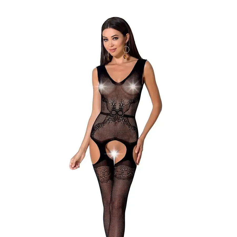 Сітчастий бодістокінг Passion BS062 One Size, Black, комбінезон, імітація панчіх, відкритий доступ Львов - изображение 1