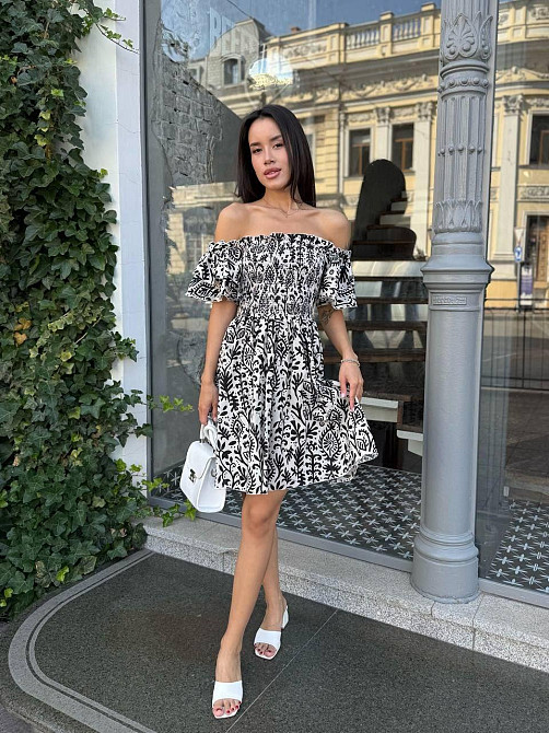 Жіноче легке принтоване плаття з турецького батисту Чорний, 46/48 Одеса - фото 3