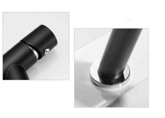 Дизайнерский смеситель для раковины, однорычажный кран горизонтальный монтаж WanFan для ванны Черный-хром Каменец-Подольский