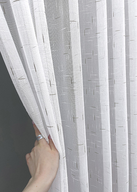 Тюль VR-Textil 1210т Івонна Льон Білий з бронзовим вкрапленням 500х270 см (43-062) Київ - фото 5