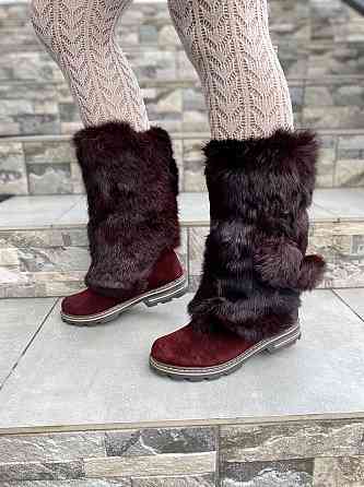 TopS Унти жіночі TopS бордові натуральна замша хутро зима (АР-65) Коломыя