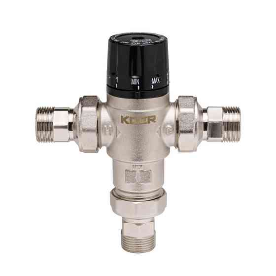 Клапан змішувач термостатичний триходовий 1'' (з накидн. гайками) Koer KR.1258 (KR2817) Київ