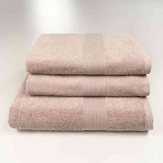 Набір махрових рушників з Бордюром 3шт GM Textile 50х90см, 50х90см, 70х140см 400г/м2 (Капучіно) Суми