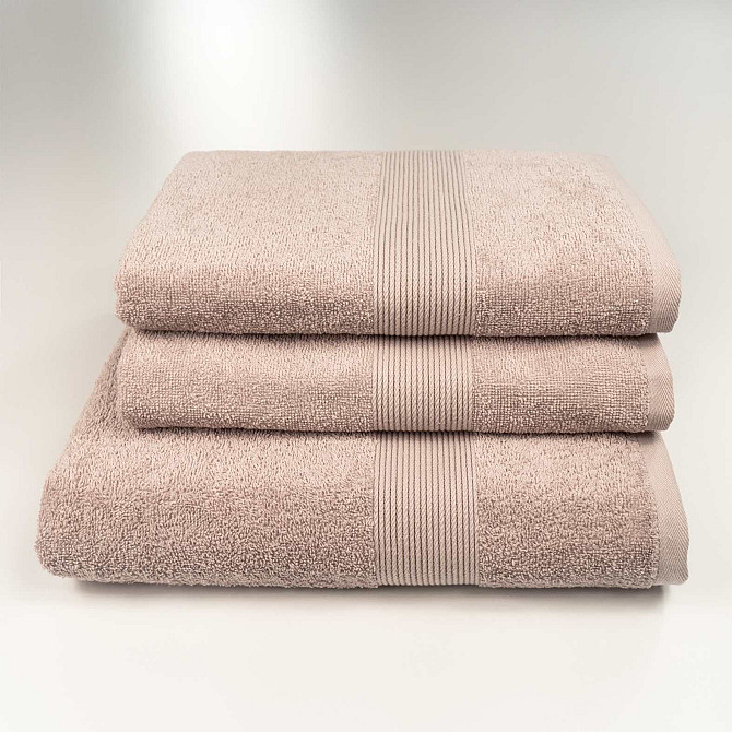 Набор махровых полотенец с бордюром 3шт GM Textile 50х90см, 50х90см, 70х140см 400г/м2 (Капучино) Сумы - изображение 1
