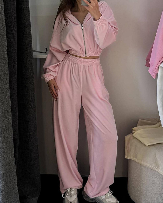 Женский прогулочный костюм двойка: кофта и штаны турецкий велюр Барби Одесса - изображение 1