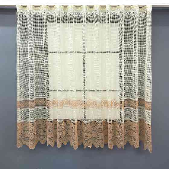 Тюль сітка VR-Textil Juli № 1718т Арка на кухню колір кремовий з карамельним 200х160 см (53-0246) Київ