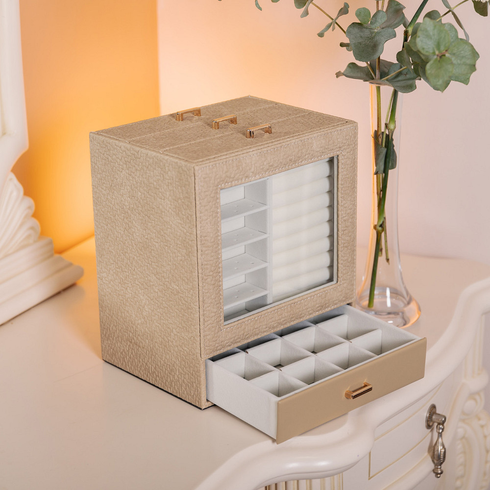 Скринька для прикрас з еко шкіри 3 яруси органайзер для ювелірних виробів HP-5-16CR Київ - фото 8