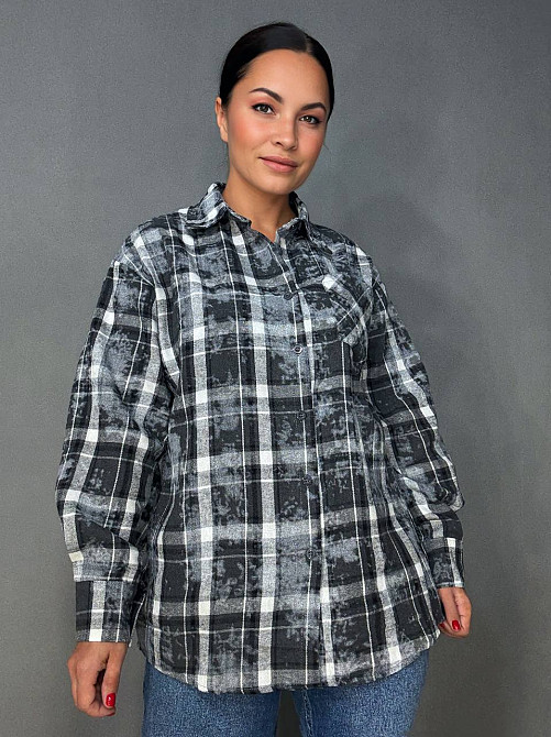 Сорочка жіноча YZY 7765 в клітинку оверсайз широка варена, чорний, one size Київ - фото 11