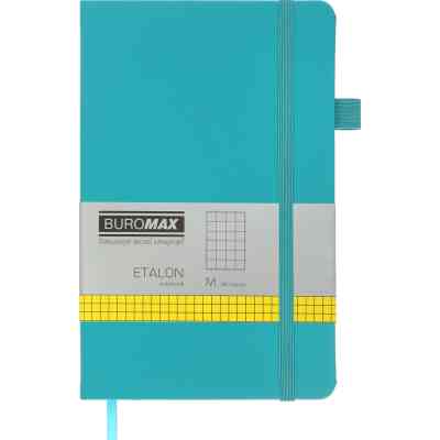 Книга записная Buromax Etalon 125x195 мм 96 листов в клетку обложка из искусственной кожи Бирюзовая (BM.291160-06) Винница