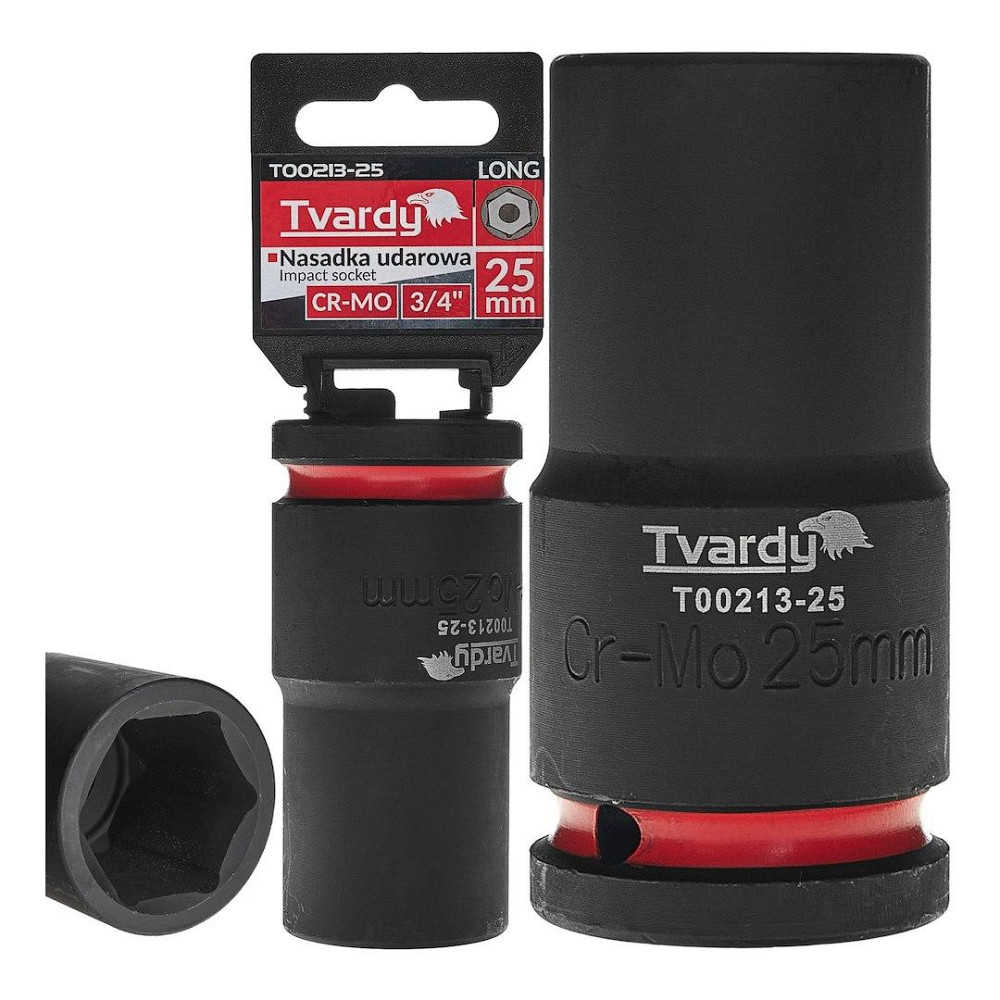 Головка ударна "Tvardy" з хром-молібденової сталі (Cr-Mo)  3/4"  6-гранна довга 25 мм Киев - изображение 2