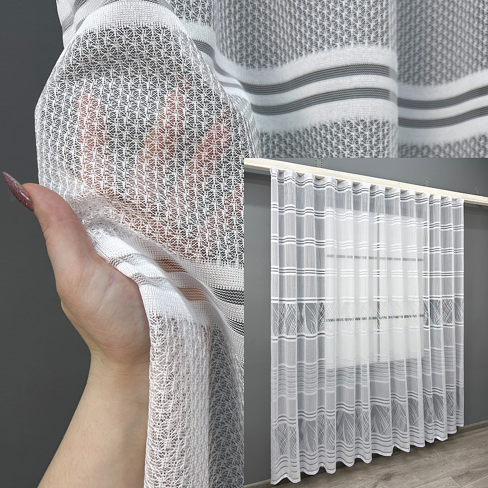 Короткий тюль VR-Textil 1942т Жаккард Белый 300х200 см (42-0882) Киев - изображение 1