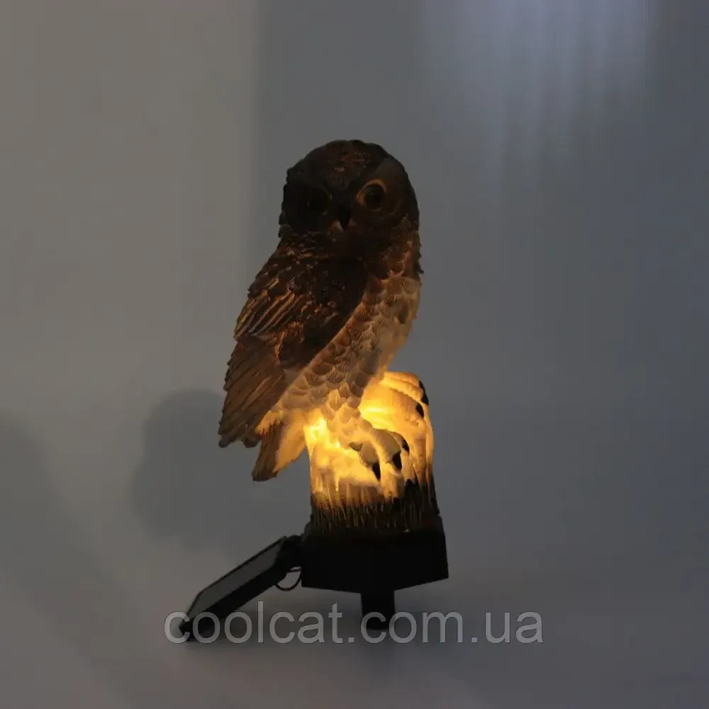 Садовий світильник на сонячній батареї 15,5см, "Сова" / Газонний ліхтар / Вуличний ліхтар у вигляді сови Київ - фото 3