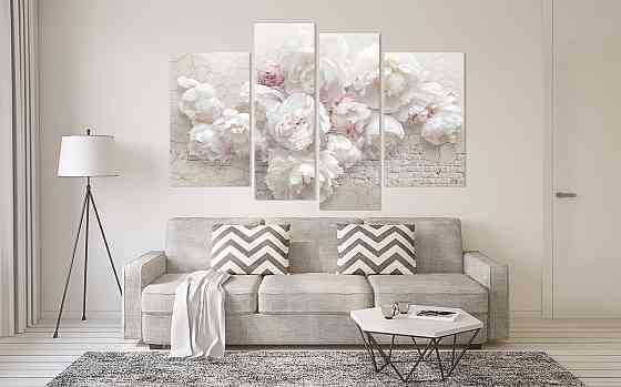 Модульна картина в спальню, вітальню Абстракція Ніжна Півонія Art-622_4 115x170 см Київ