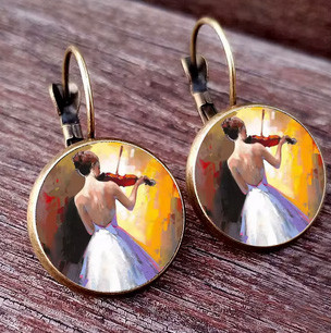 Сережки жіночі вінтаж Скрипачка Київ - фото 1