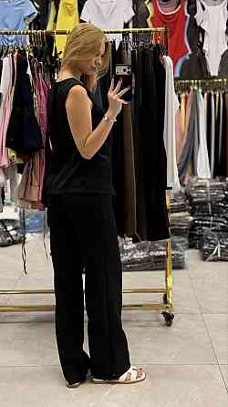 Жіночий елегантний костюм-двійка: жилет і штани-палацо костюмка Чорний, 44/46 Одеса
