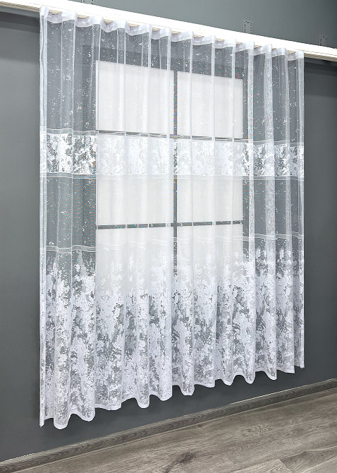 Короткий тюль, высотой 1,8м, жаккард мрамор цвет белый 2006т Киев - изображение 2