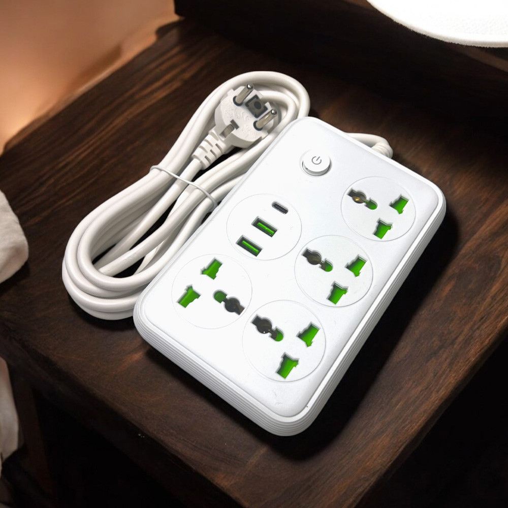 Мережевий фільтр 2м,2500Вт (4х220В+2хUSB+1хType-C),T60 SBR Київ - фото 7