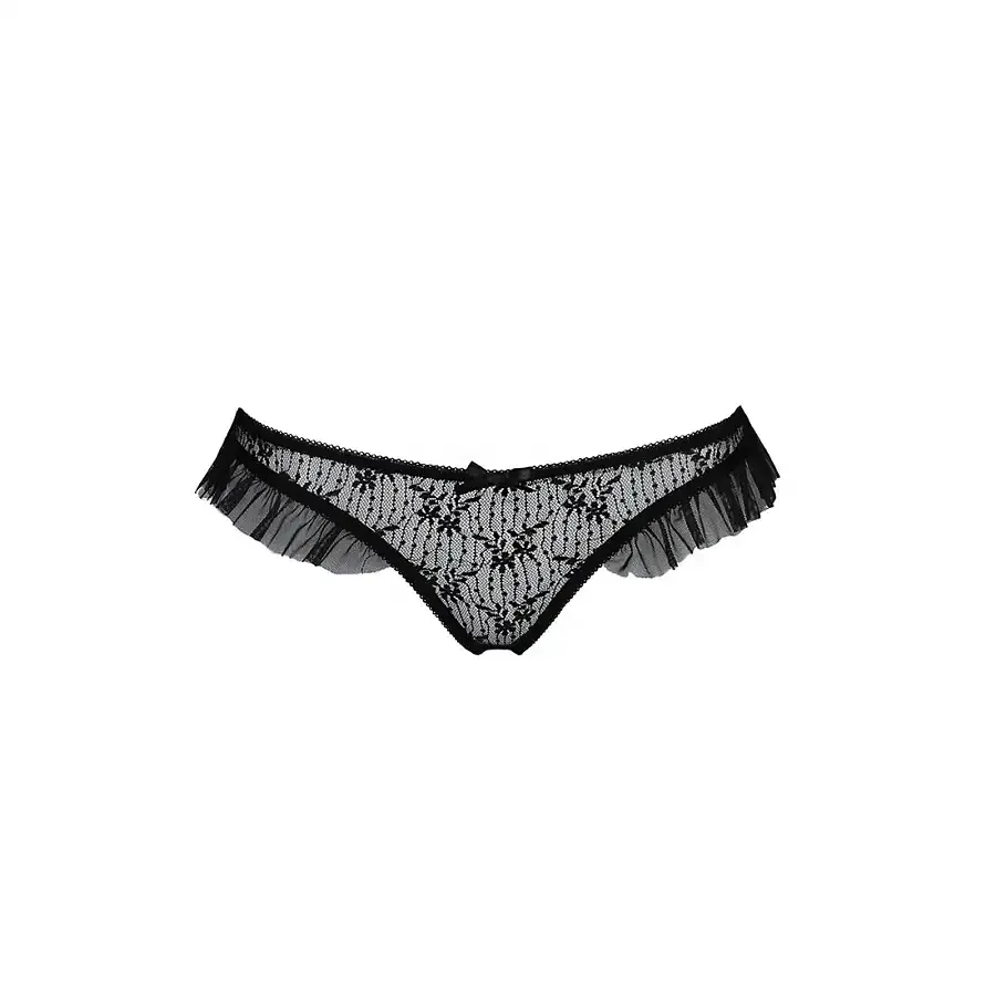 Трусики з оборками Passion Exclusive DONIA THONG L/XL, black Львів - фото 5