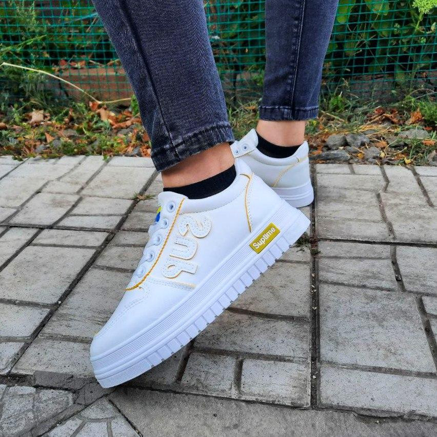 Женские Кроссовки Белые Слипоны Мокасины (размеры: 36,37,38,39,40) Днепр - изображение 6