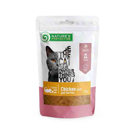 Nature's Protection Chicken with goji berries Ласощі для котів снеки з курки з ягодами годжі, 75 г Киев