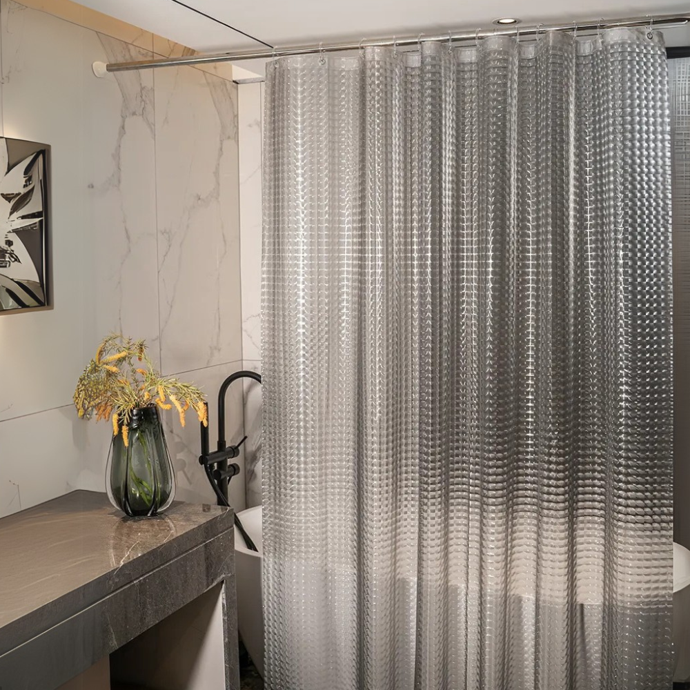 Шторка для ванной и душа водоотталкивающая, штора для душевой и ванной комнаты 180x200 см с 2D эфектом черная Каменец-Подольский - изображение 1