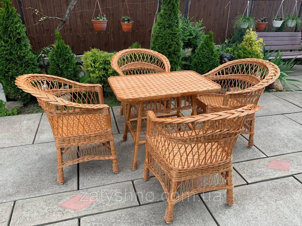 Набір меблів з лози | комплект меблів із низькою спинкою | 4 крісла та стіл плетений з лози Київ - фото 7