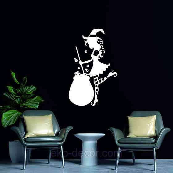 Декоративное настенное 3D Панно «Ведьма», Декор на стену с объемом 110*69 см, Белый Киев