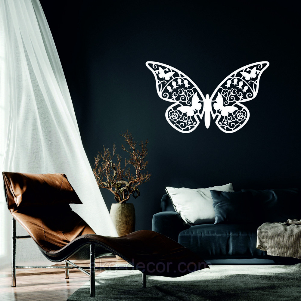 Декоративное настенное Панно «Бабочка» , Декор на стену 110*63 см, Белый Киев - изображение 1