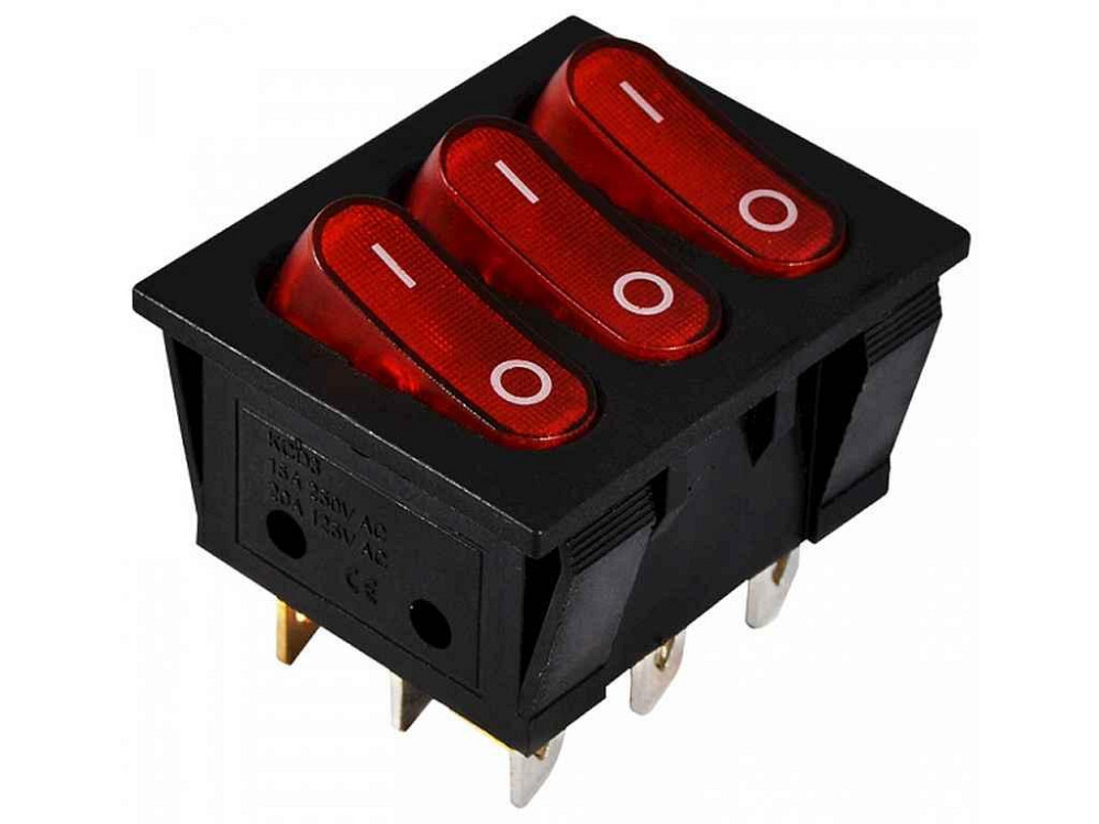 Переключатель 3 клавиатур. красный с подсветкой KCD2-3101N R/B 220V ТМ АСКО Solmir Киев - изображение 1