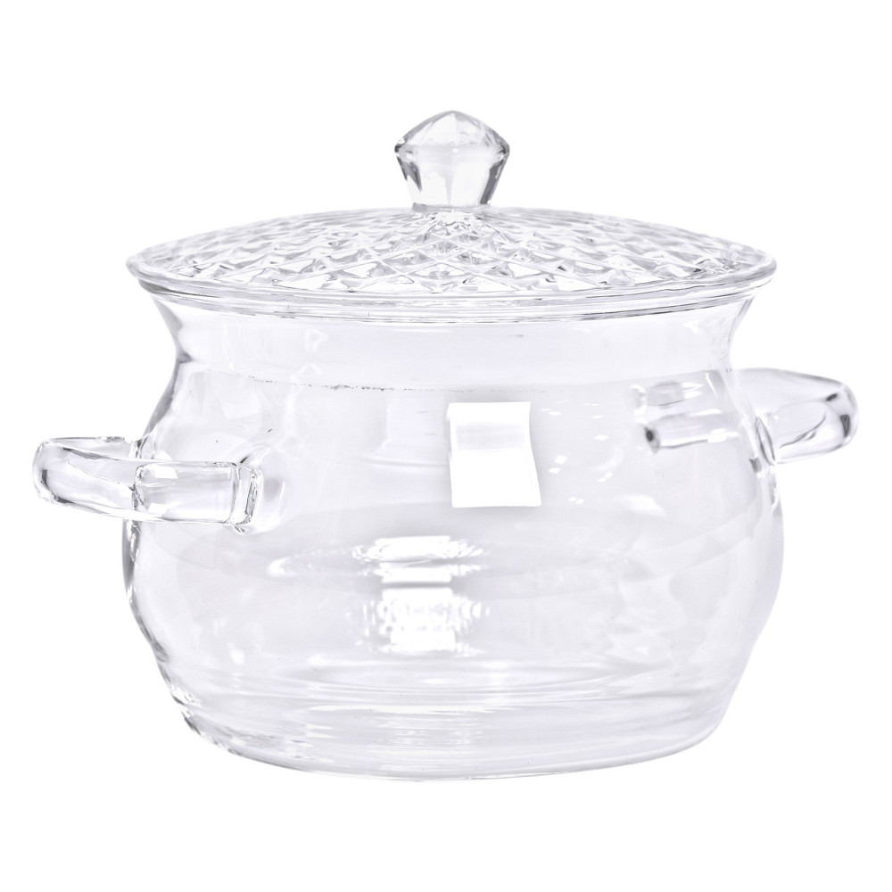 Скляна каструля прозора з кришкою 2 (л) жаростійка HP-33-1 Коломия - фото 2