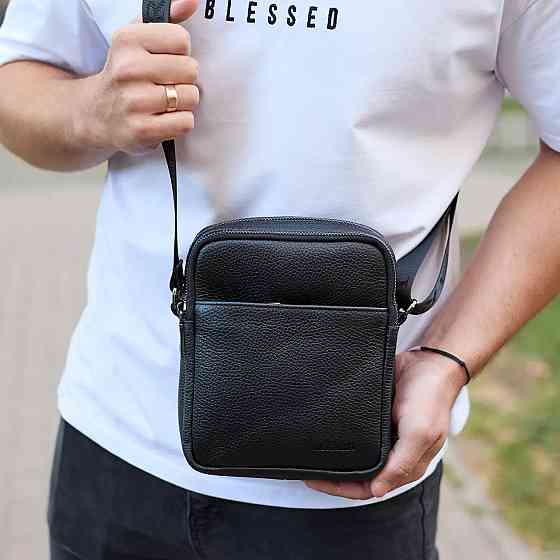 Шкіряний чоловічий месенджер чорний чоловічий Месенджер З Натуральної шкіри Київ