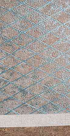 Шпалери вінілові на флізеліні Marburg Aura метрові смуги сіточкою структурні бірюзові з коричневим Київ