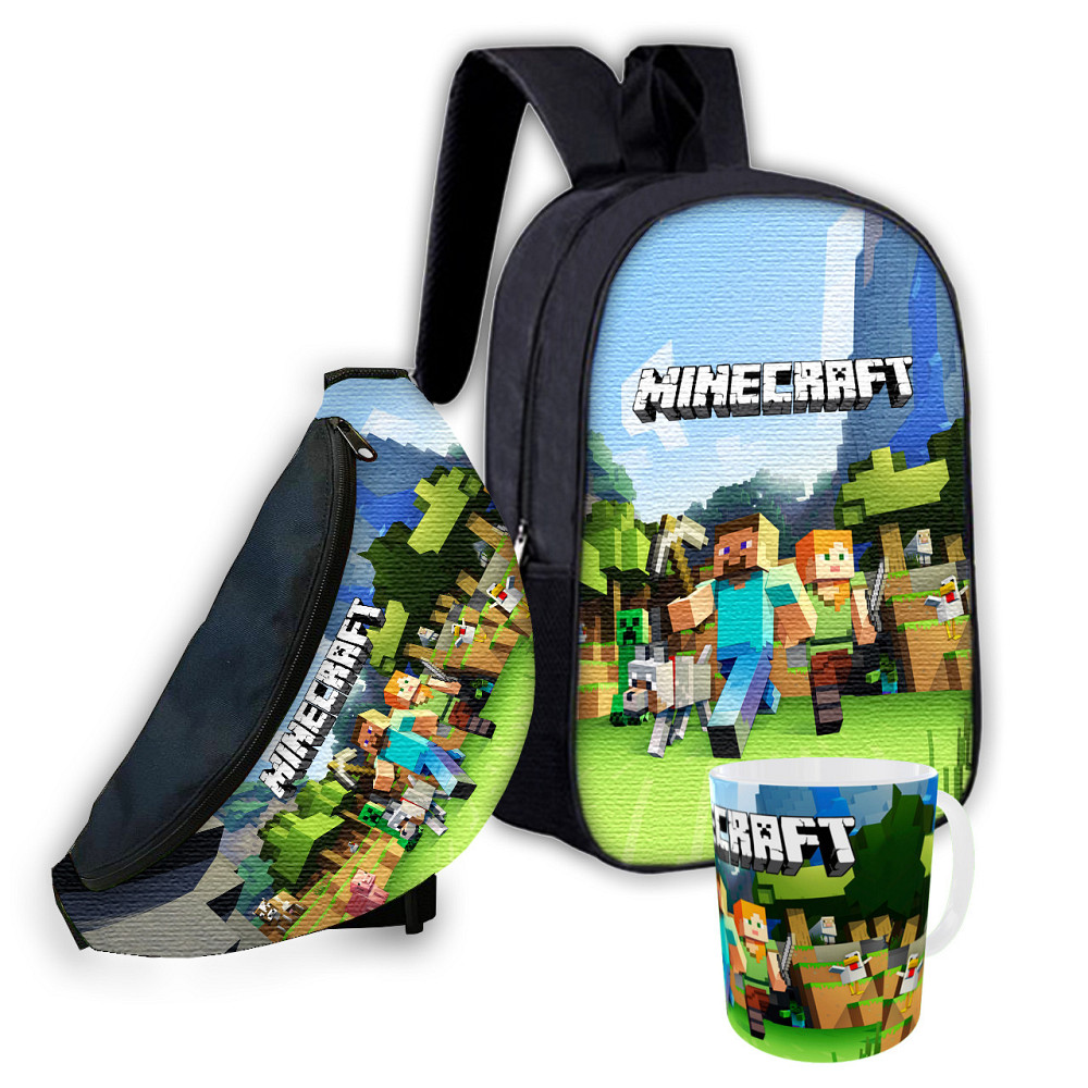 Набір дитячий Майнкрафт Кріпер "Minecraft" рюкзак 36х27см сумка-бананка, кружка з принтом для хлопчика (01556) Київ - фото 1