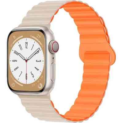 Ремінець до смарт-годинника Drobak Silicone Magnetic Link для Apple Watch All Series 38/40/41mm Starlight orange (898924) Вінниця