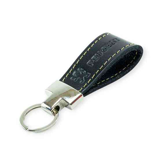 Брелок Пежо шкіряний тиснений чорний, прострочений, метал. затискач Мукачево