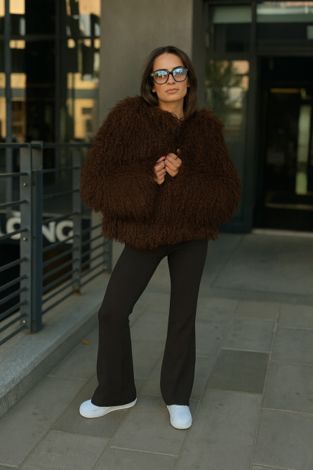 Шуба женская из ламы Коричневый 46/48 Харьков - изображение 1