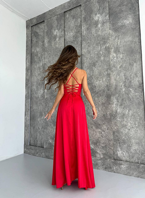 Жіноче святкове елегантне плаття з відкритою спинкою костюм Армані Червоний, 46/48 Одеса - фото 9