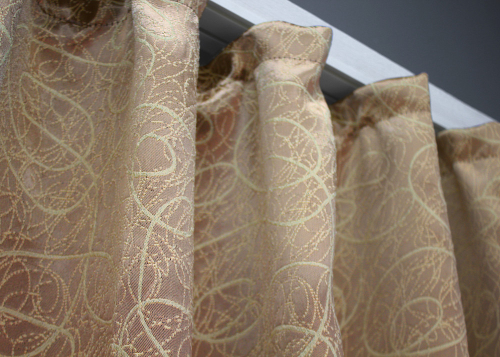 Комплект коротких штор VR-Textil Блэкаут-софт Жаклин № 671ш(А) Карамельный с бежевым 130х170 см 2шт (35-0315) Киев - изображение 7