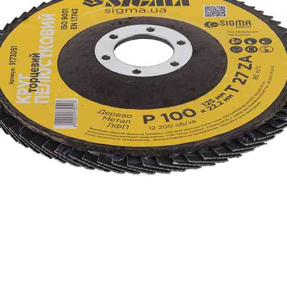 Sigma Круг лепестковый торцевой Т27 (прямой) ZA Ø125мм P100 SIGMA (9173051) Киев