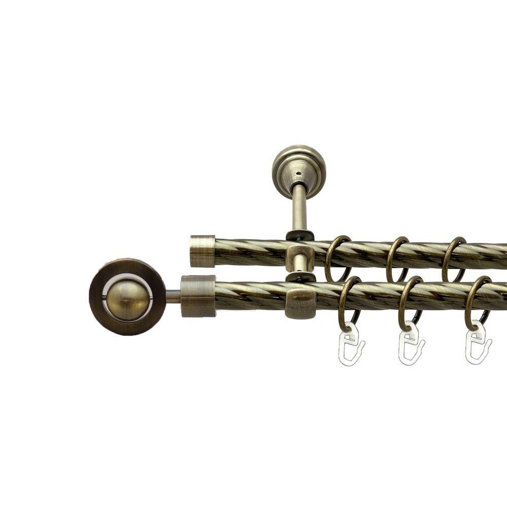 Карниз Orvit Пополо металевий дворядний відкритий скручена труба кільце металеве Антик 16\16 мм 300 см Львов - изображение 1