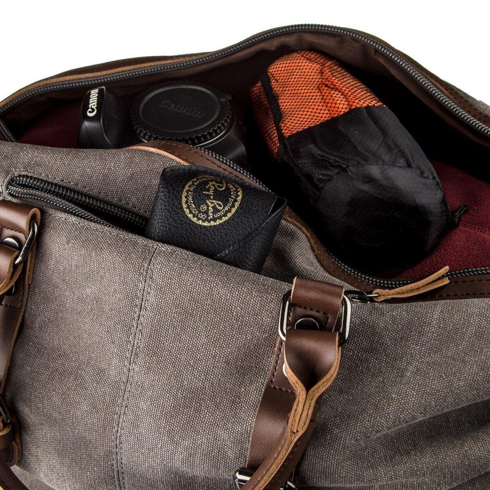 Дорожня сумка текстильна велика Vintage 20165 Сіра Київ - фото 5