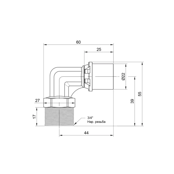 Куточок прес Icma 20х3/4" НР No404 Київ
