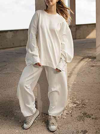 Женский оверсайз костюм: объемная кофта с трендовыми брюками бананами турецкий дабл фейс 100% хлопок Одесса