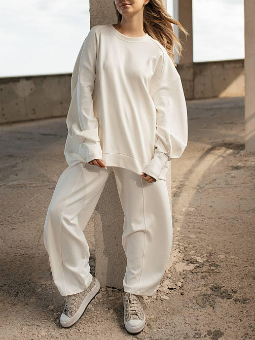 Жіночий оверсайз костюм: об‘ємна кофта з трендовими штанами бананами турецький дабл фейс 100% бавовна Одеса - фото 3