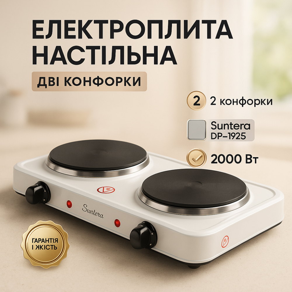 Переносна настільна електроплита Suntera, Комфорочна електроплита настільна дві конфорки FY-10 Львів - фото 8