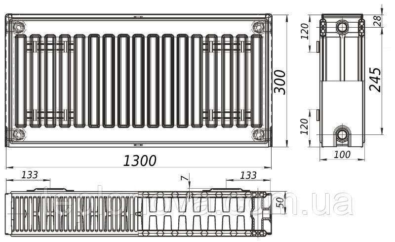 Радиатор стальной панельный KALITE 22 бок 300х1300 Черновцы - изображение 3