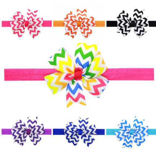 Детская повязка в полоску голубая - окружность 36-48см, размер банта 9см Киев - изображение 2